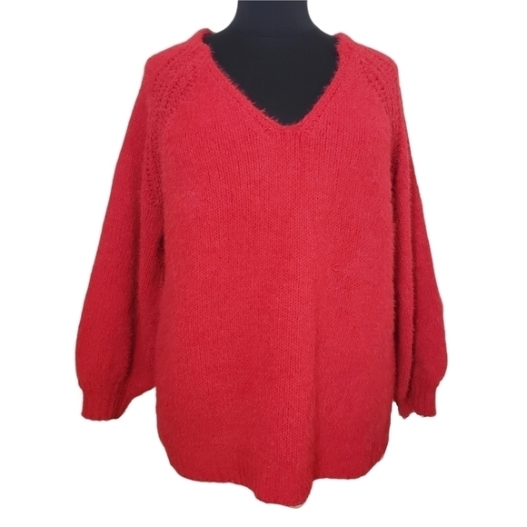 Ava & Viv Red Pullover V-Neck Long Sleeve Sweater - Picture 1 of 8